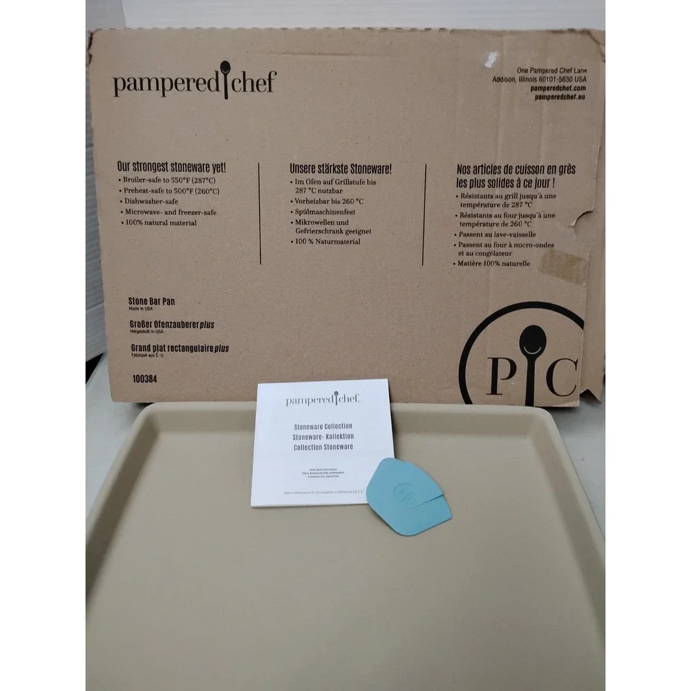 Pampered Chef Stoneware Large Bar Pan 11.5x16 Bakeware 100384 Open Box USA 1212
